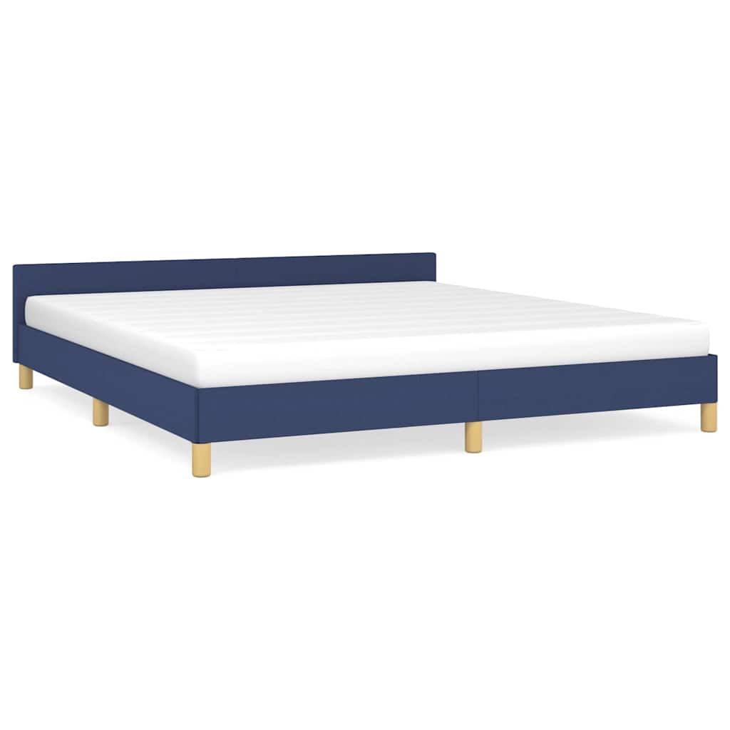 Bed frame with headboard without mattress blue 160x200 cm fabric