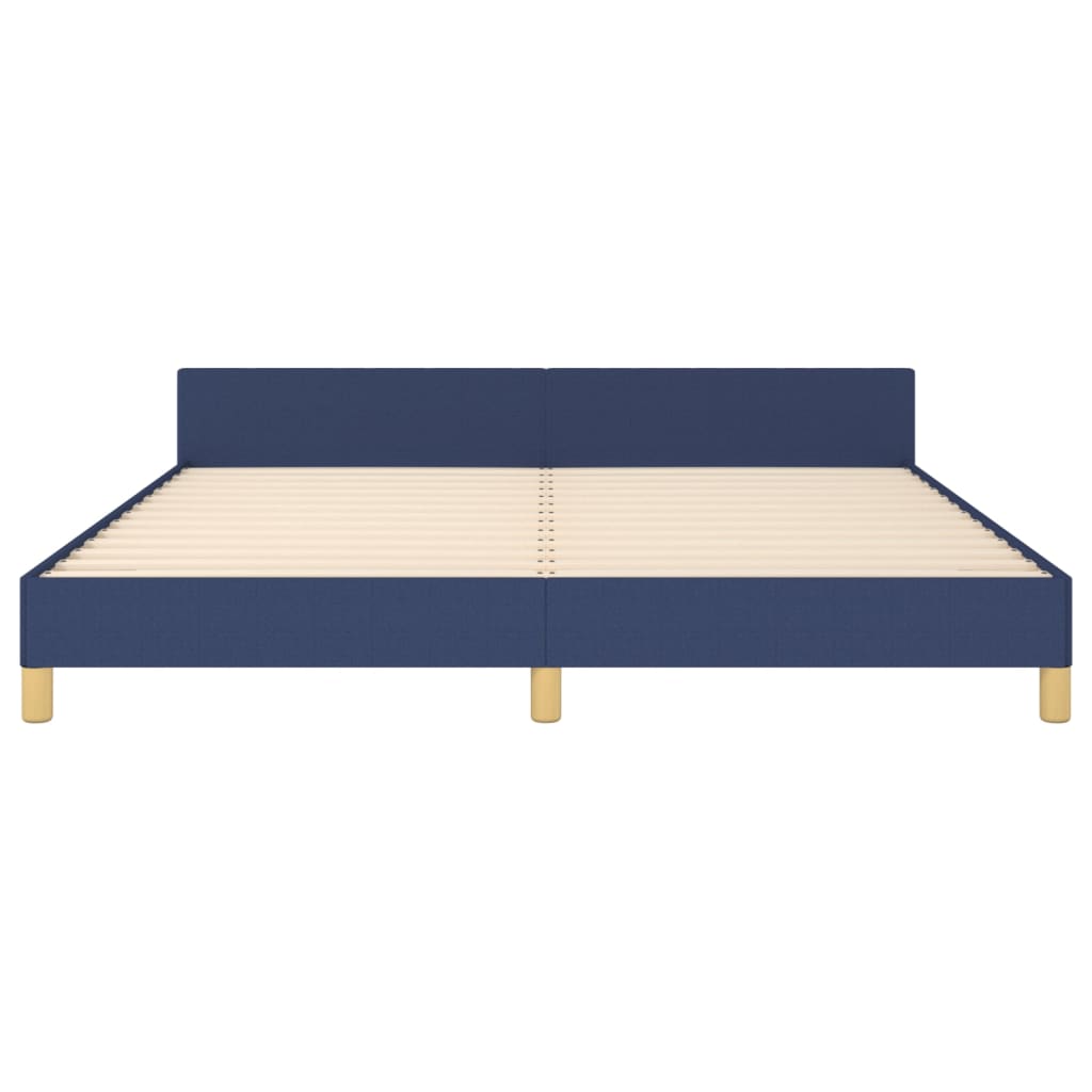 Bed frame with headboard without mattress blue 160x200 cm fabric