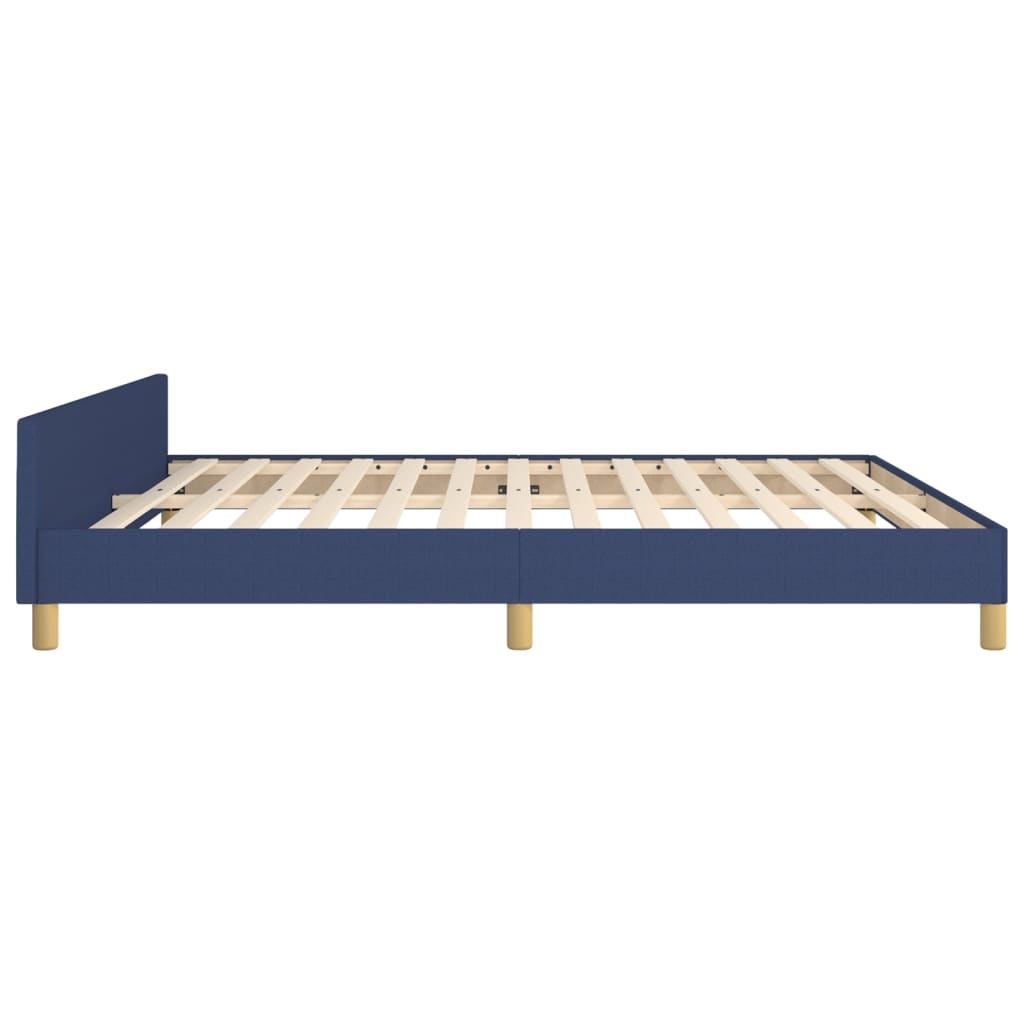 Bed frame with headboard without mattress blue 160x200 cm fabric