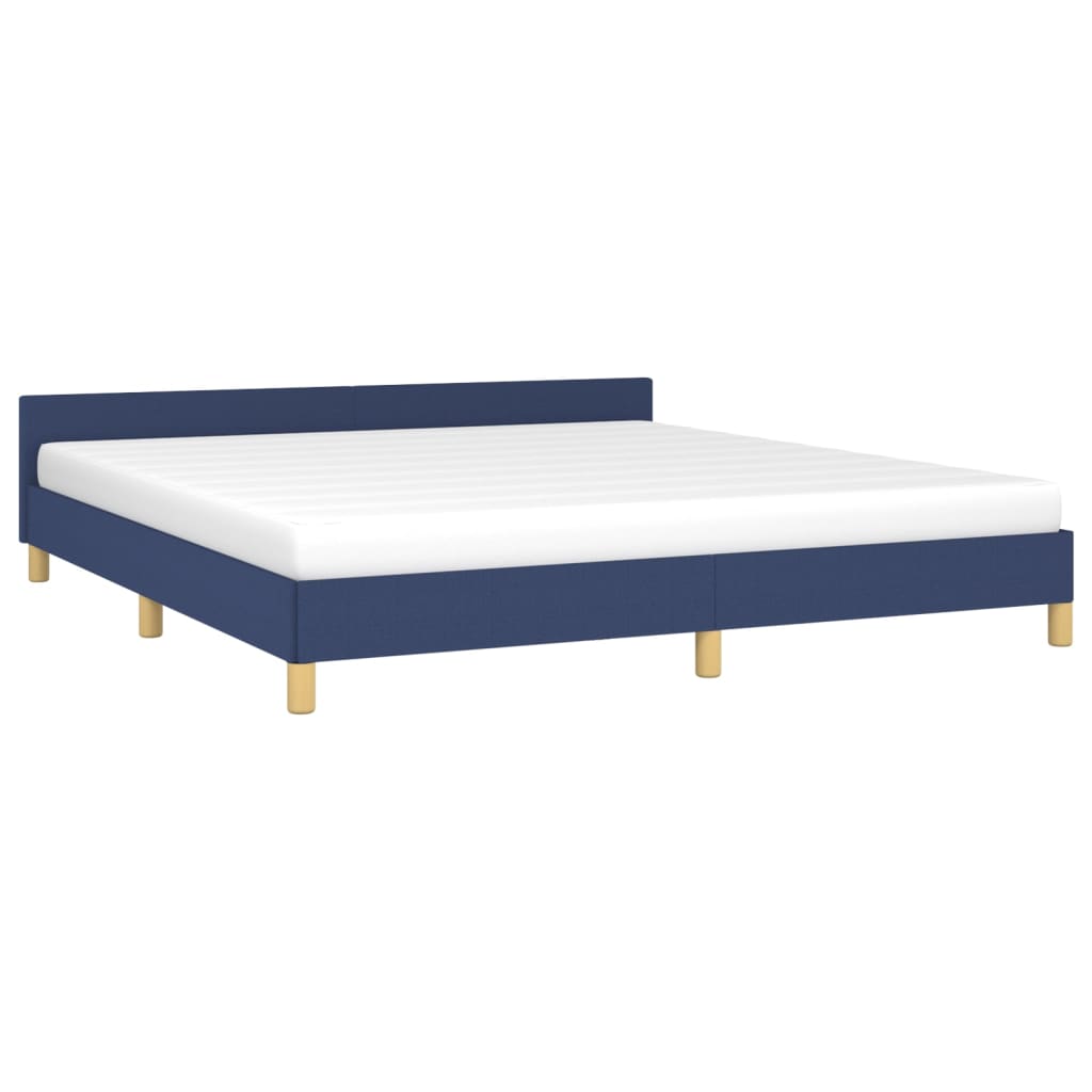 Bed frame with headboard without mattress blue 180x200 cm fabric