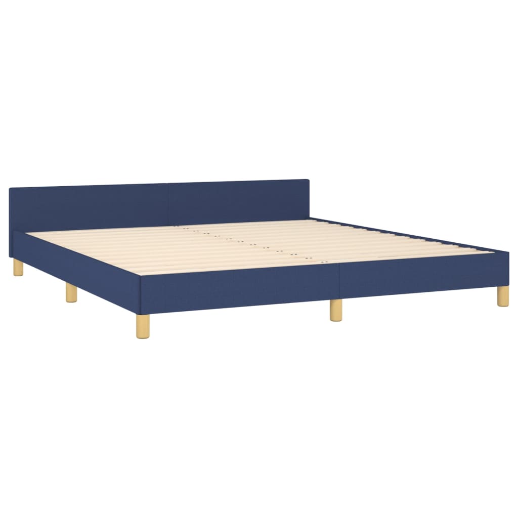 Bed frame with headboard without mattress blue 180x200 cm fabric