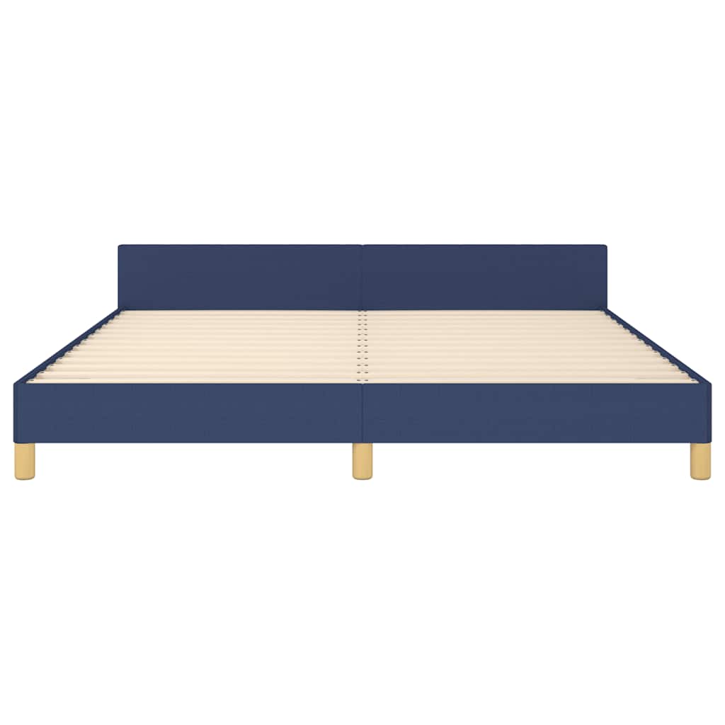 Bed frame with headboard without mattress blue 180x200 cm fabric