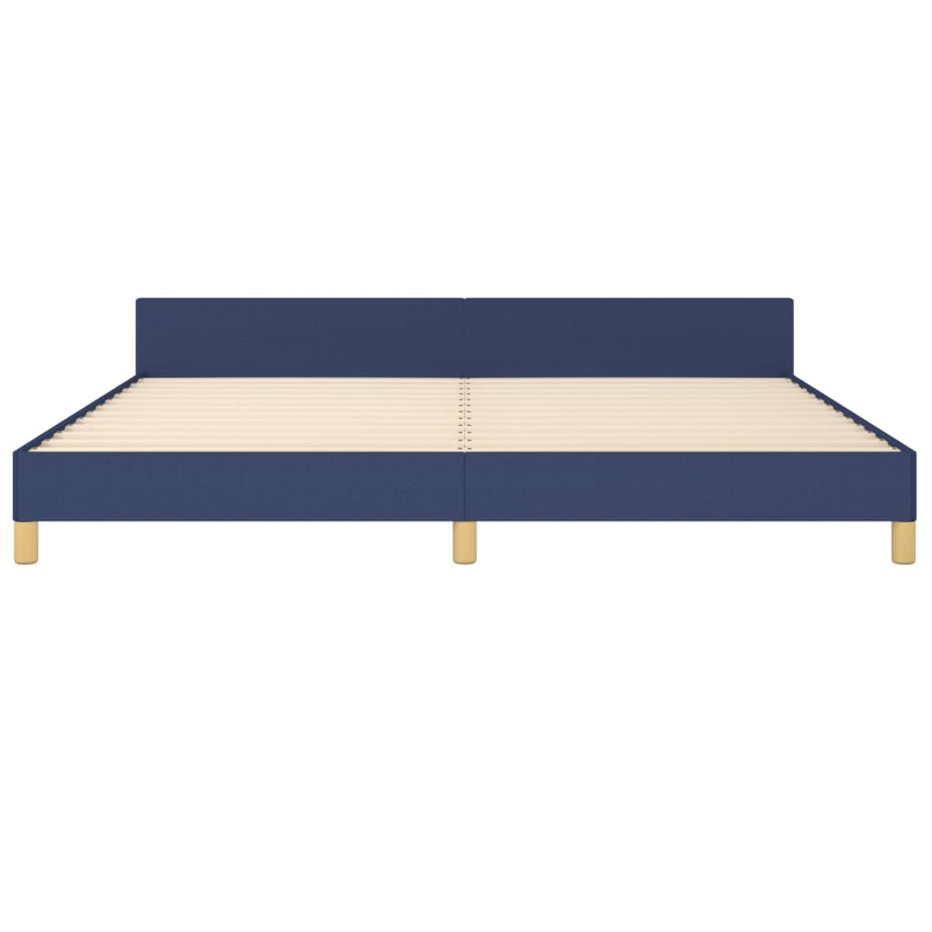 Bed frame with headboard without mattress blue 200x200 cm fabric