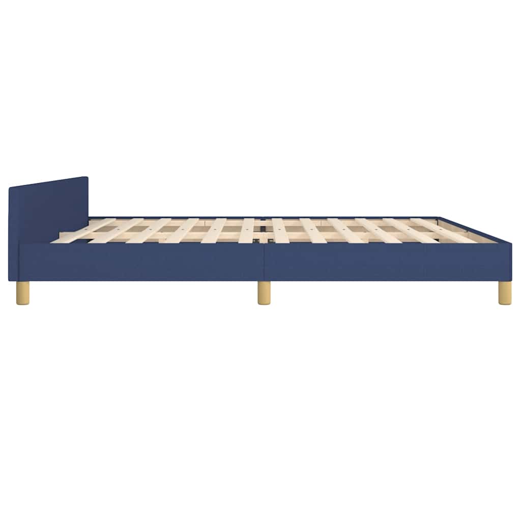 Bed frame with headboard without mattress blue 200x200 cm fabric