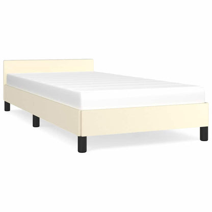 Bettgestell mit Kopfteil ohne Matratze Creme 80x200 cm