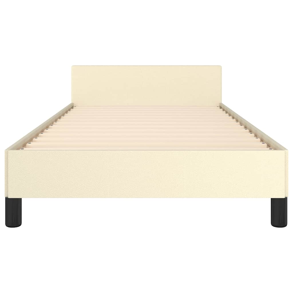 Bettgestell mit Kopfteil ohne Matratze Creme 80x200 cm