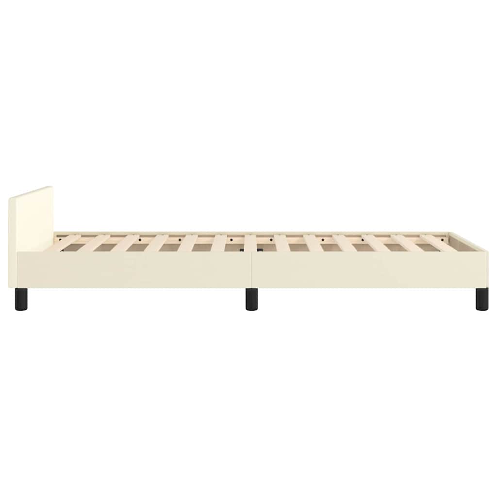 Bettgestell mit Kopfteil ohne Matratze Creme 80x200 cm