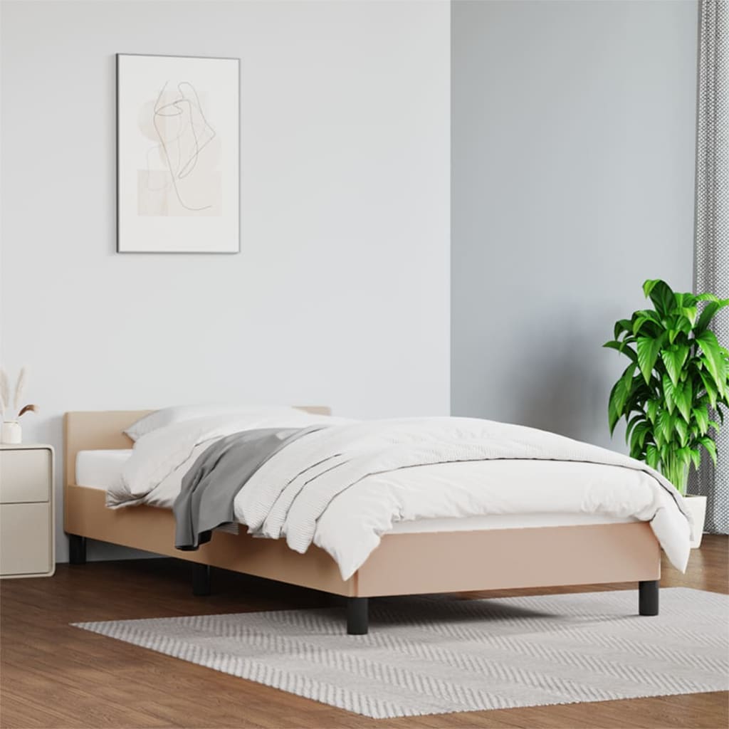Bed frame with headboard without mattress Cappuccino 80x200 cm