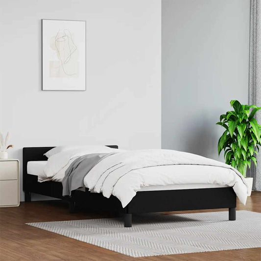 Bed frame with headboard without mattress black 90x190 cm