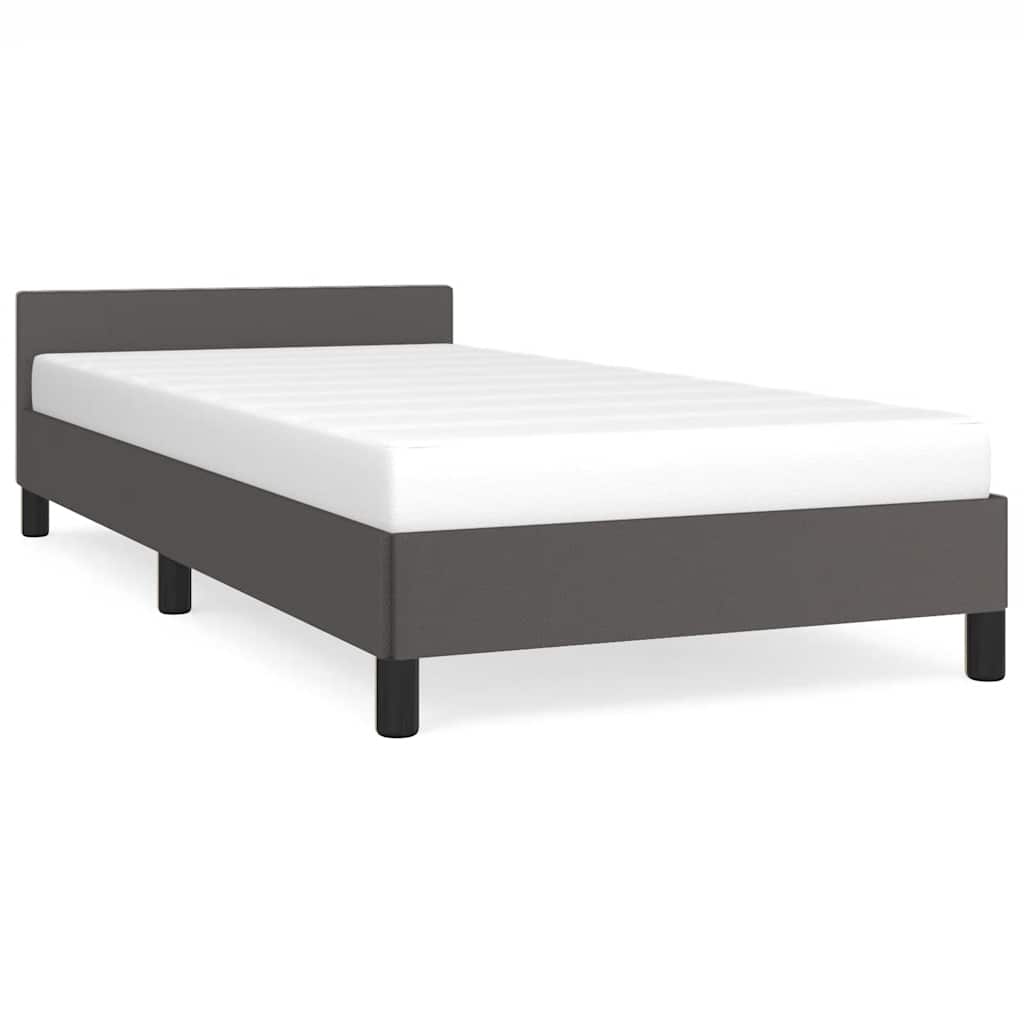 Bed frame with headboard without mattress grey 90x190 cm