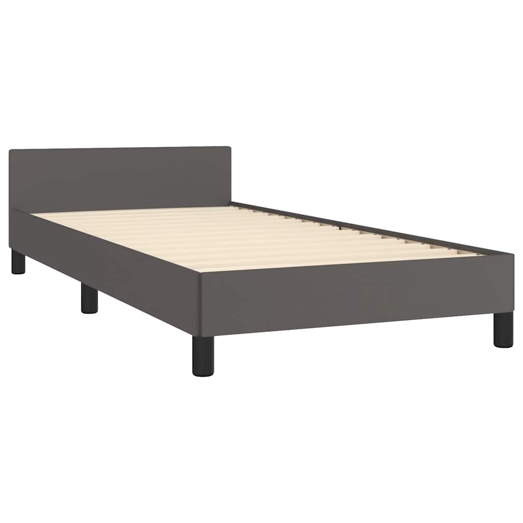 Bed frame with headboard without mattress grey 90x190 cm
