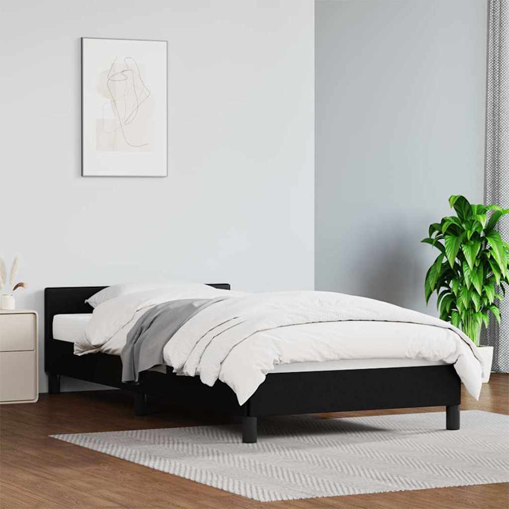 Bed frame with headboard without mattress Black 90x200 cm