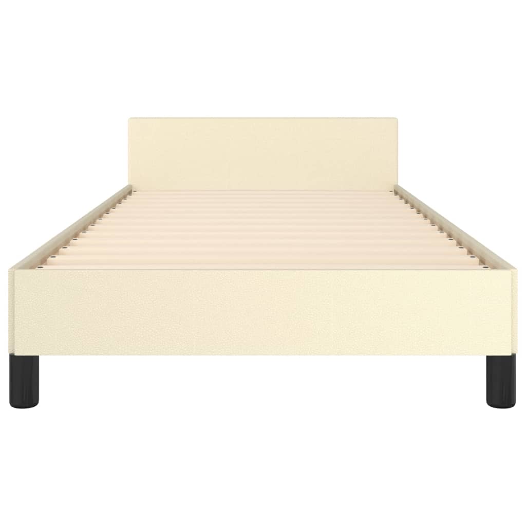 Bed frame with headboard without mattress cream 90x200 cm