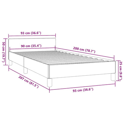 Bettgestell mit Kopfteil ohne Matratze Creme 90x200 cm