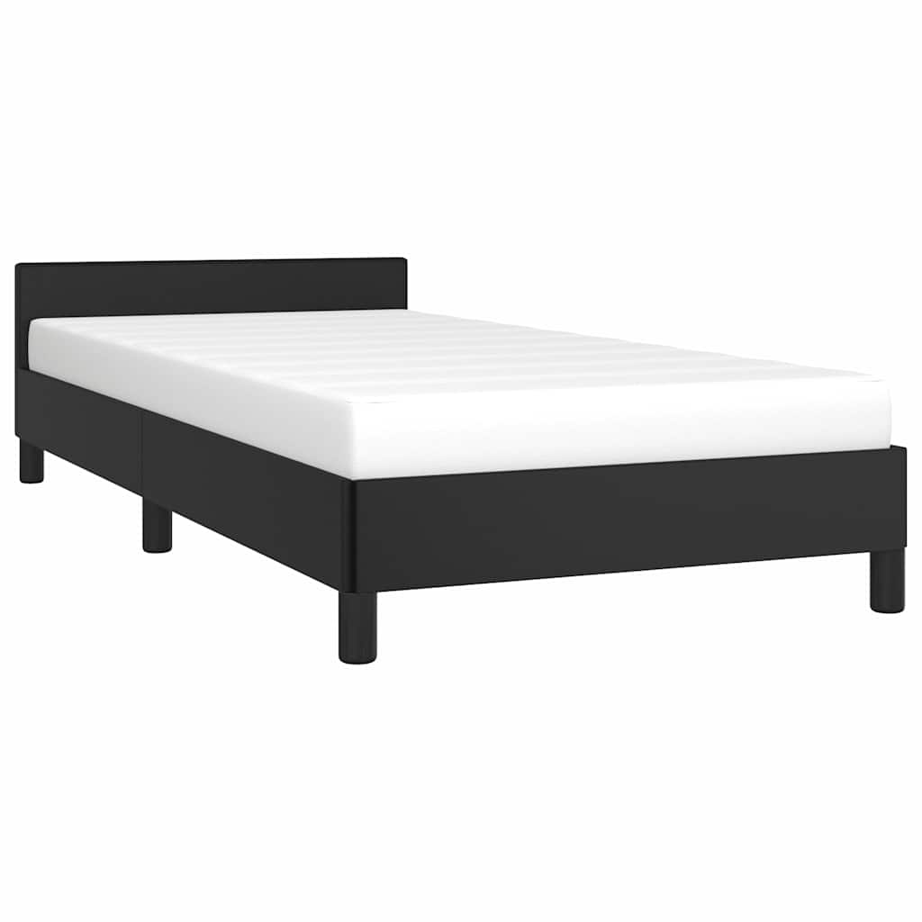 Bed frame with headboard without mattress black 100x200 cm