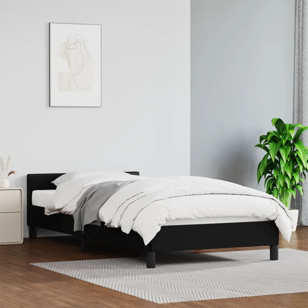 Bed frame with headboard without mattress black 100x200 cm