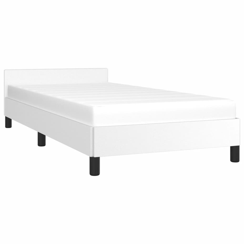 Bed frame with headboard without mattress white 100x200 cm