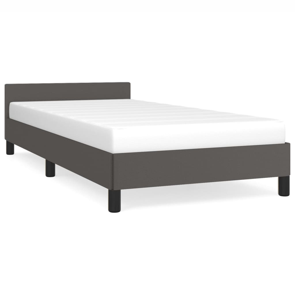 Bed frame with headboard without mattress grey 100x200 cm