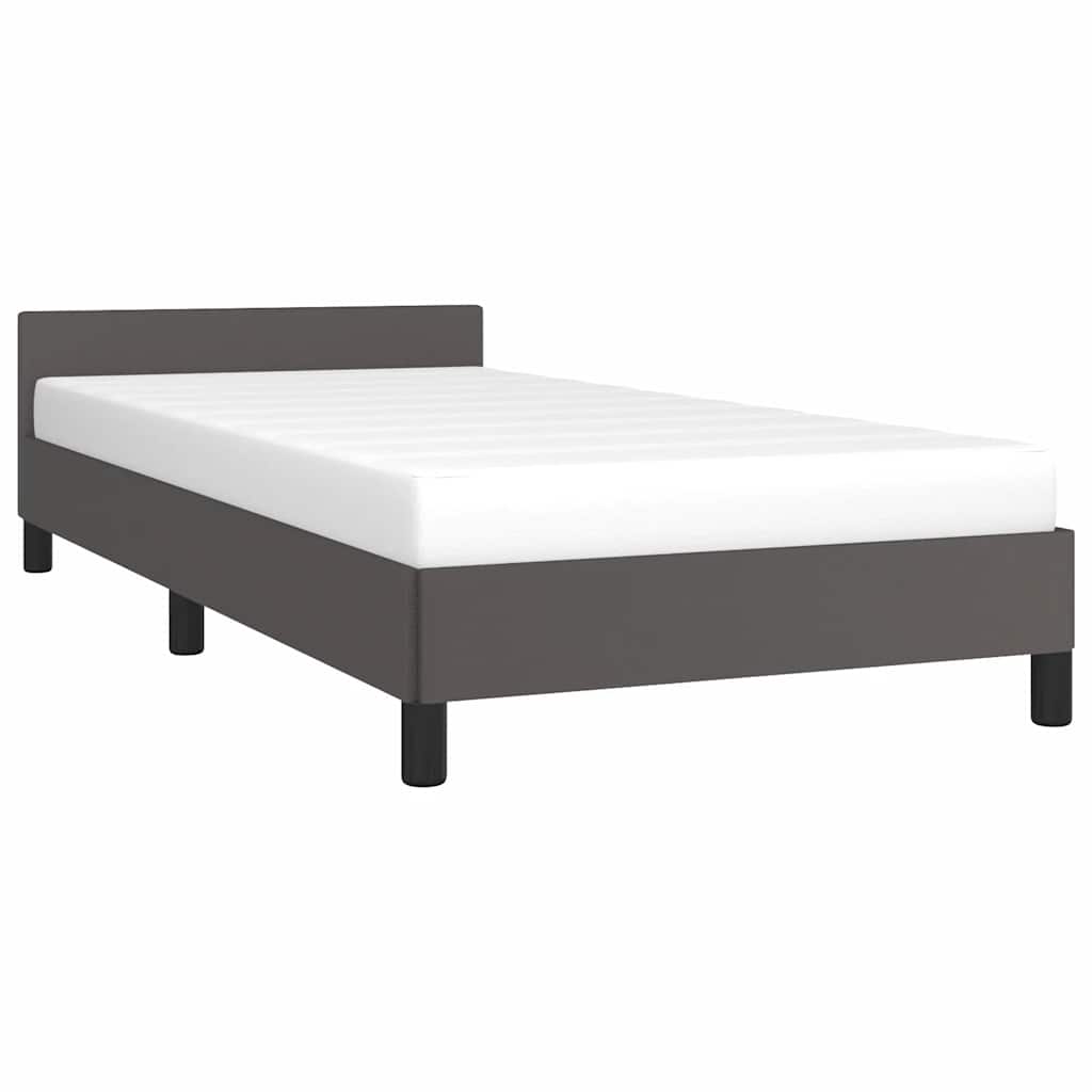 Bed frame with headboard without mattress grey 100x200 cm