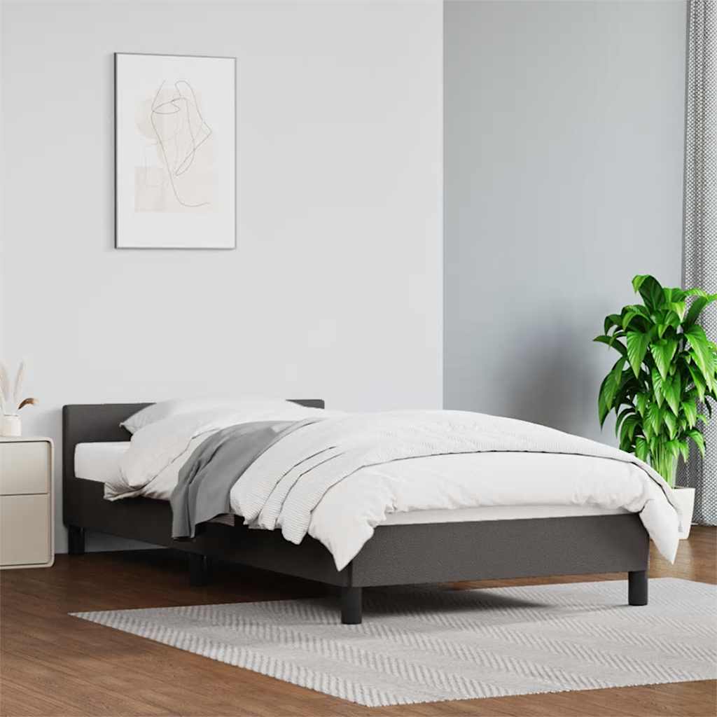 Bed frame with headboard without mattress grey 100x200 cm