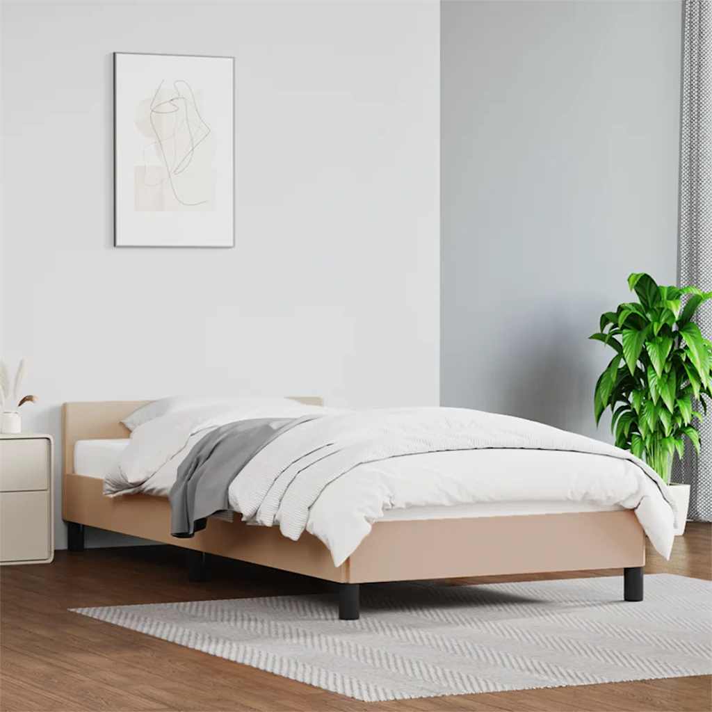Bed frame with headboard without mattress Cappuccino 100x200 cm