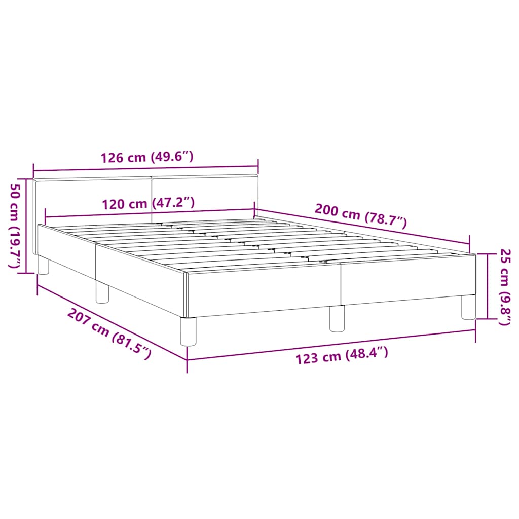Bettgestell mit Kopfteil ohne Matratze Schwarz 120x200 cm