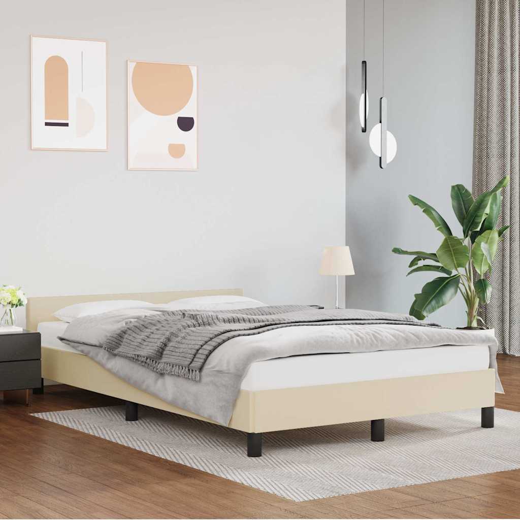 Bettgestell mit Kopfteil ohne Matratze Creme 120x200 cm