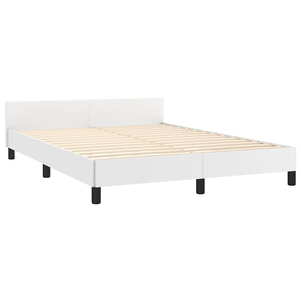 Bed frame with headboard without mattress white 140x190 cm