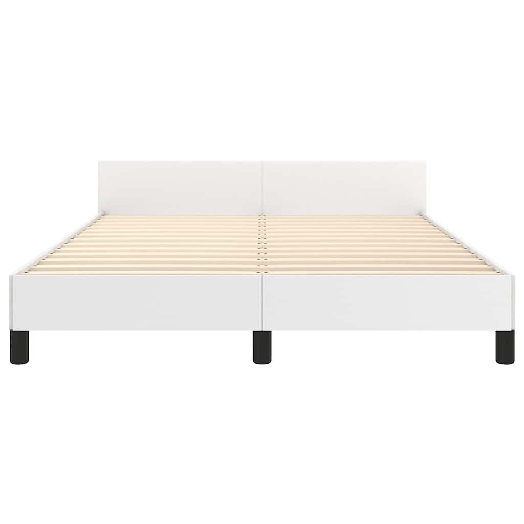 Bed frame with headboard without mattress white 140x190 cm