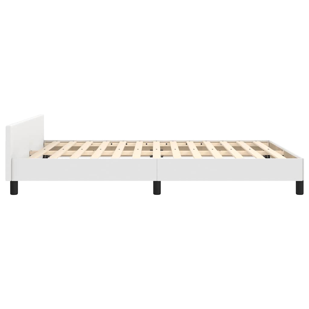 Bed frame with headboard without mattress white 140x190 cm