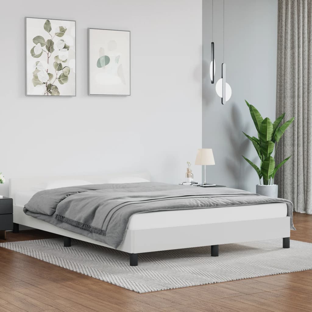 Bed frame with headboard without mattress white 140x190 cm