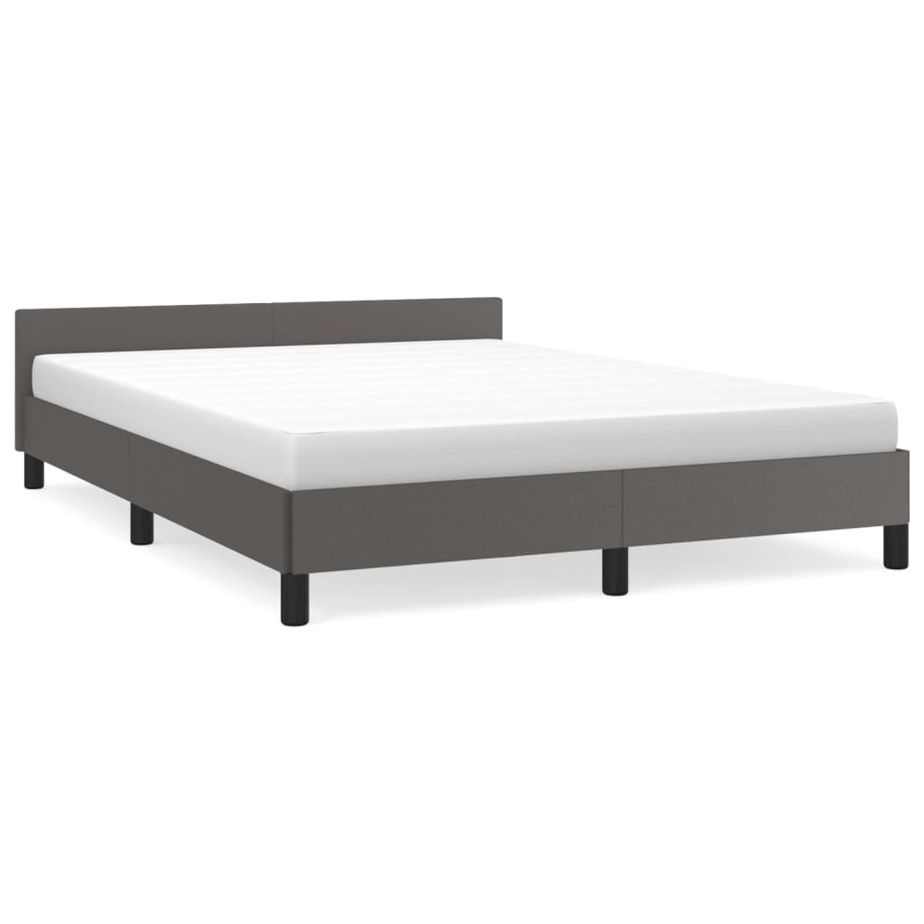 Bed frame with headboard without mattress grey 140x190 cm