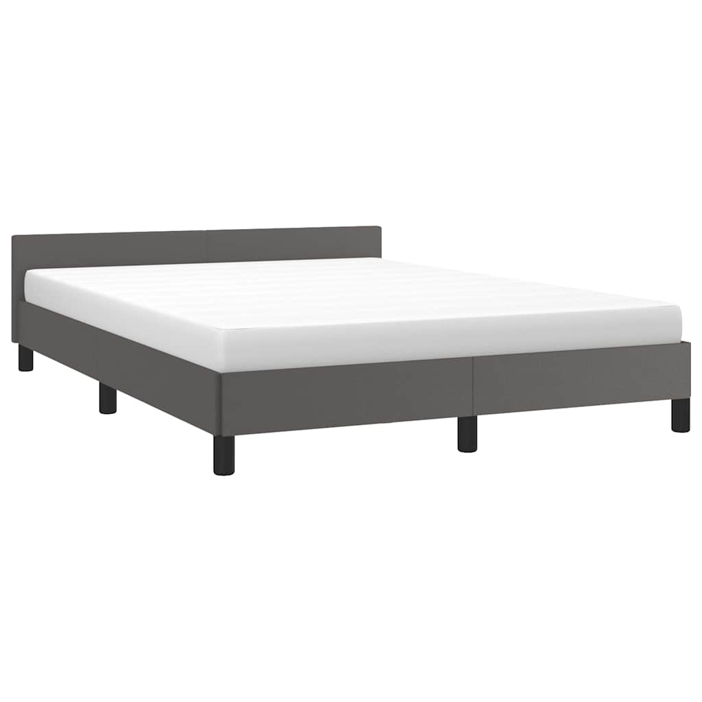 Bed frame with headboard without mattress grey 140x190 cm