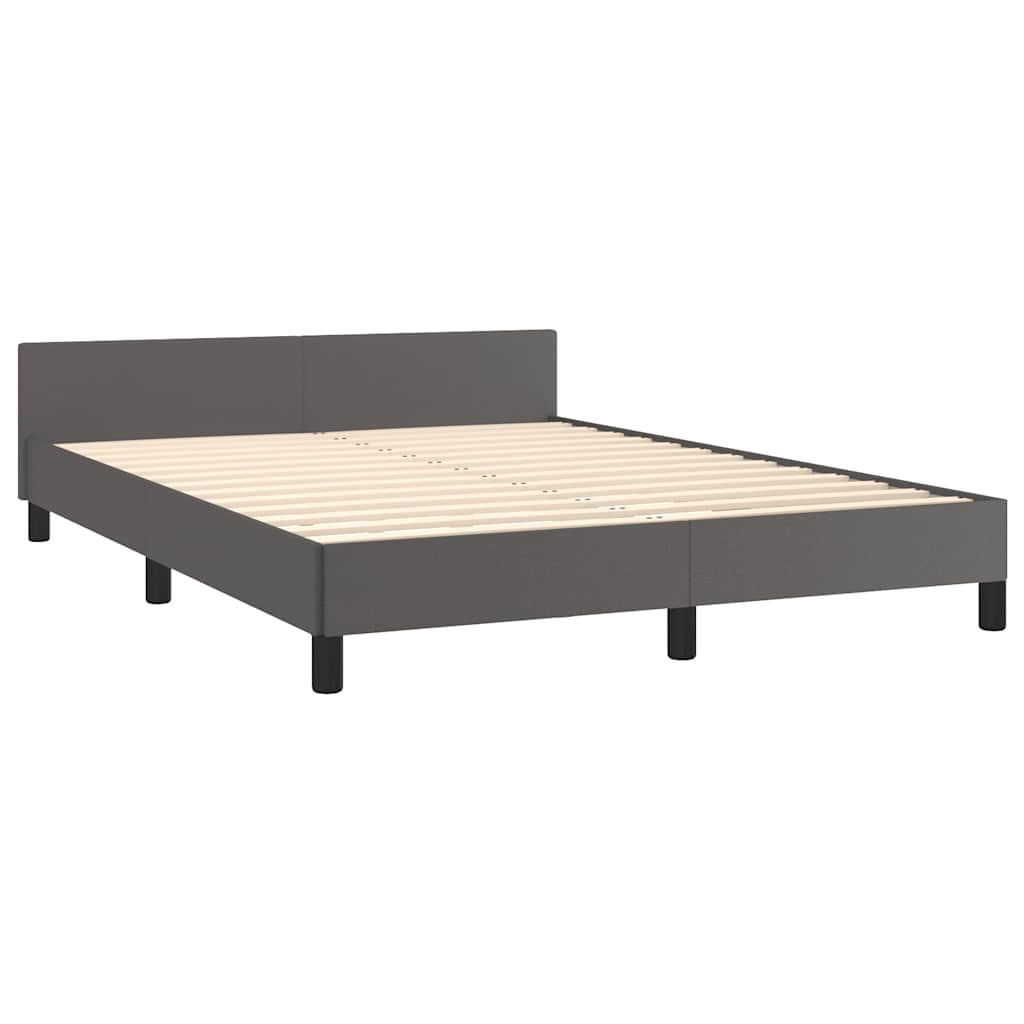 Bed frame with headboard without mattress grey 140x190 cm