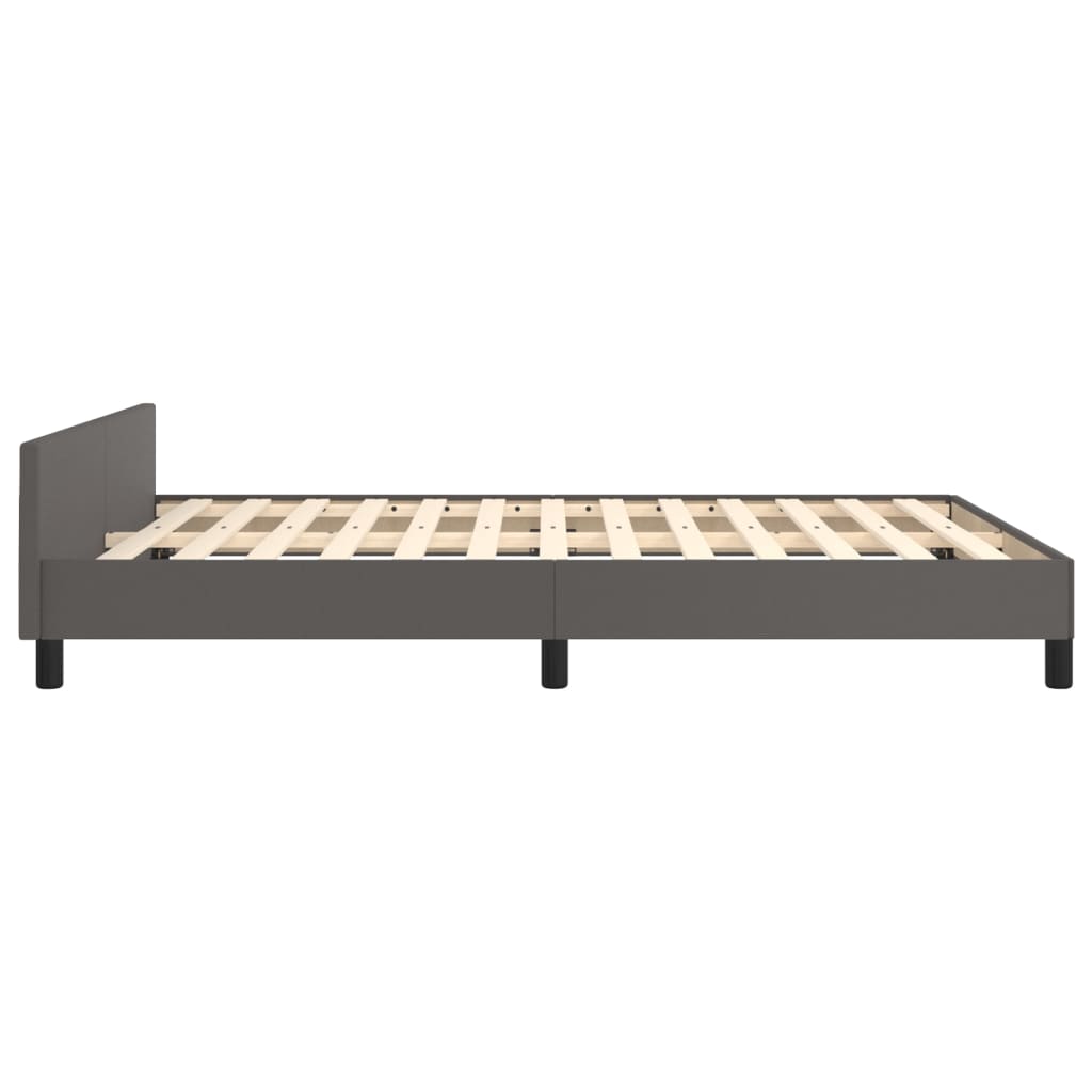 Bed frame with headboard without mattress grey 140x190 cm