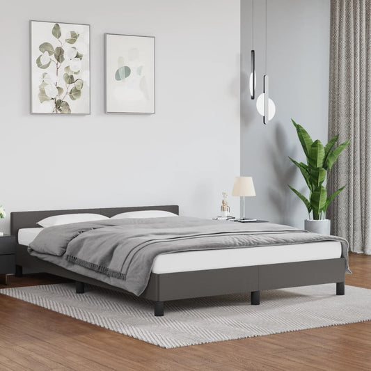 Bed frame with headboard without mattress grey 140x190 cm