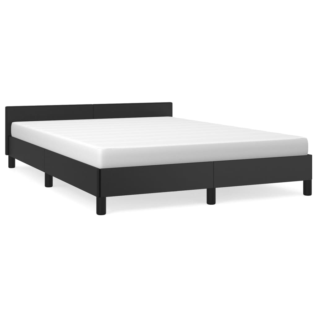 Bed frame with headboard without mattress Black 140x200 cm