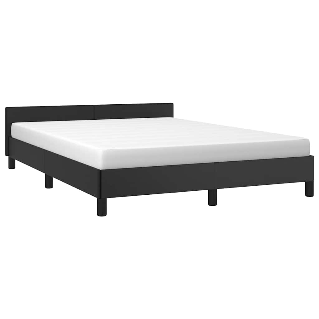 Bed frame with headboard without mattress Black 140x200 cm