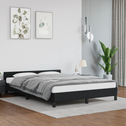 Bed frame with headboard without mattress Black 140x200 cm