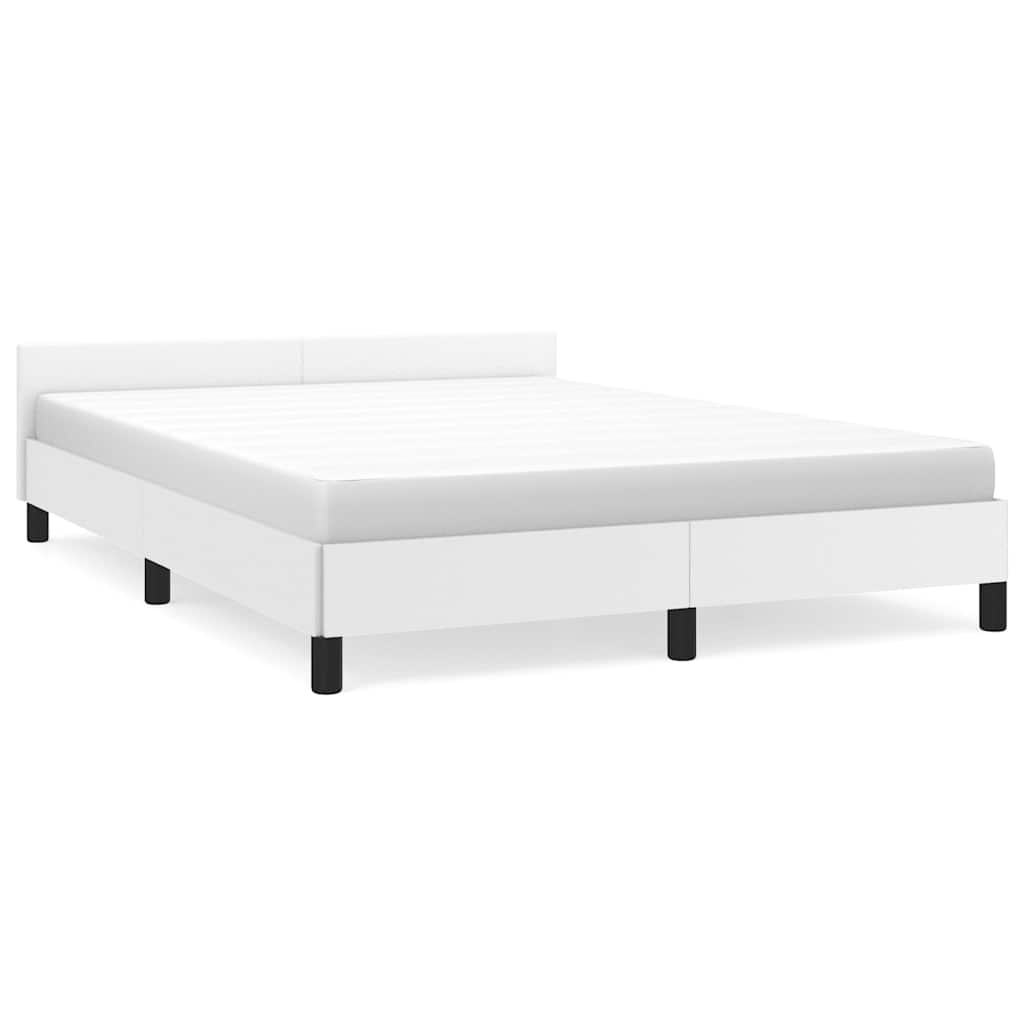 Bed frame with headboard without mattress white 140x200 cm