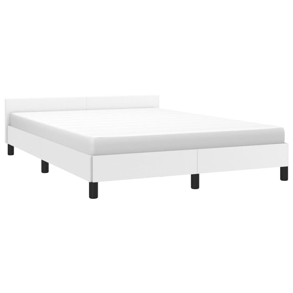Bed frame with headboard without mattress white 140x200 cm