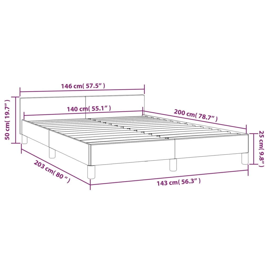 Bed frame with headboard without mattress white 140x200 cm