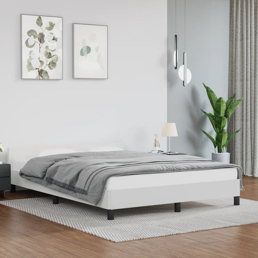 Bed frame with headboard without mattress white 140x200 cm