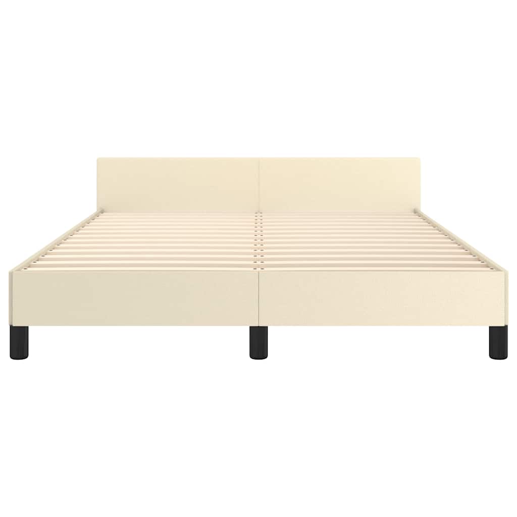 Bettgestell mit Kopfteil ohne Matratze Creme 140x200 cm