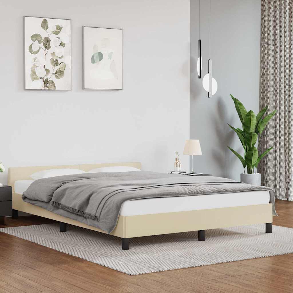 Bettgestell mit Kopfteil ohne Matratze Creme 140x200 cm