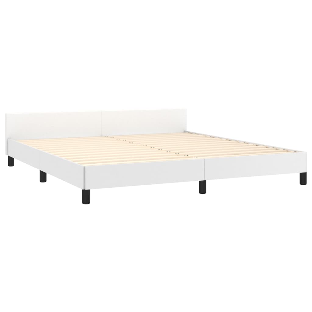 Bed frame with headboard without mattress white 160x200 cm