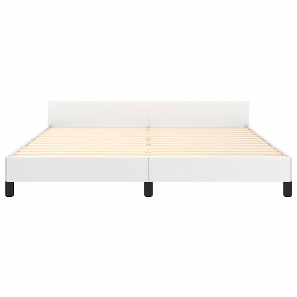 Bed frame with headboard without mattress white 160x200 cm