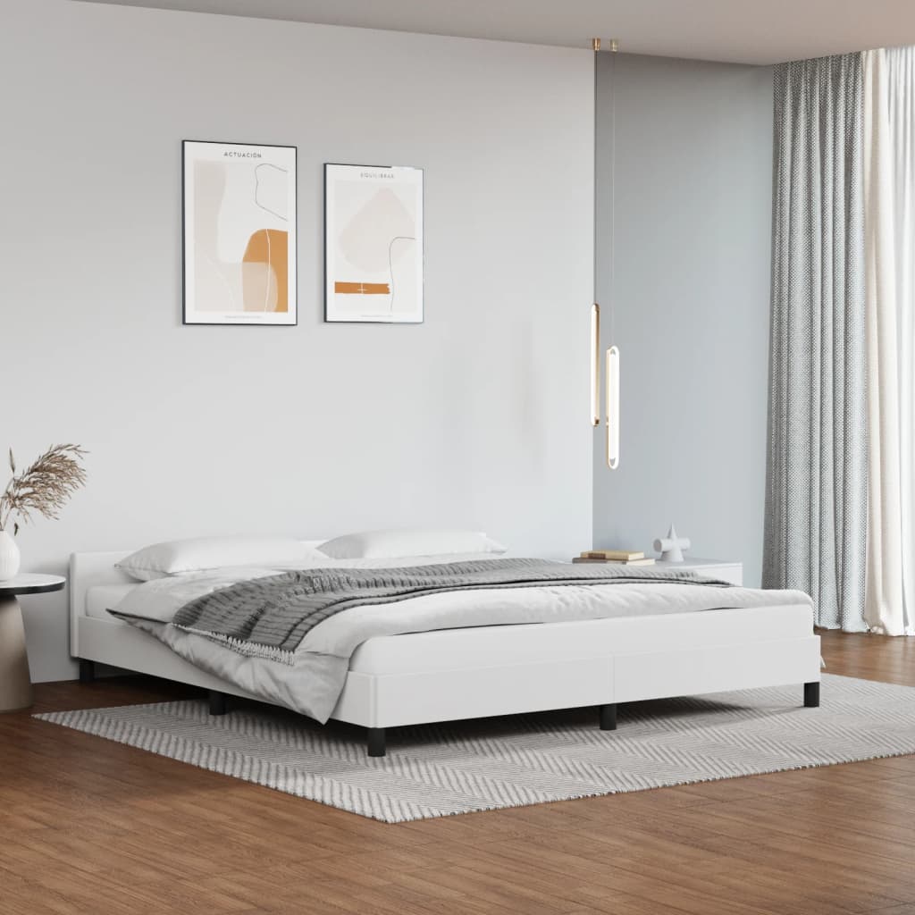 Bed frame with headboard without mattress white 160x200 cm