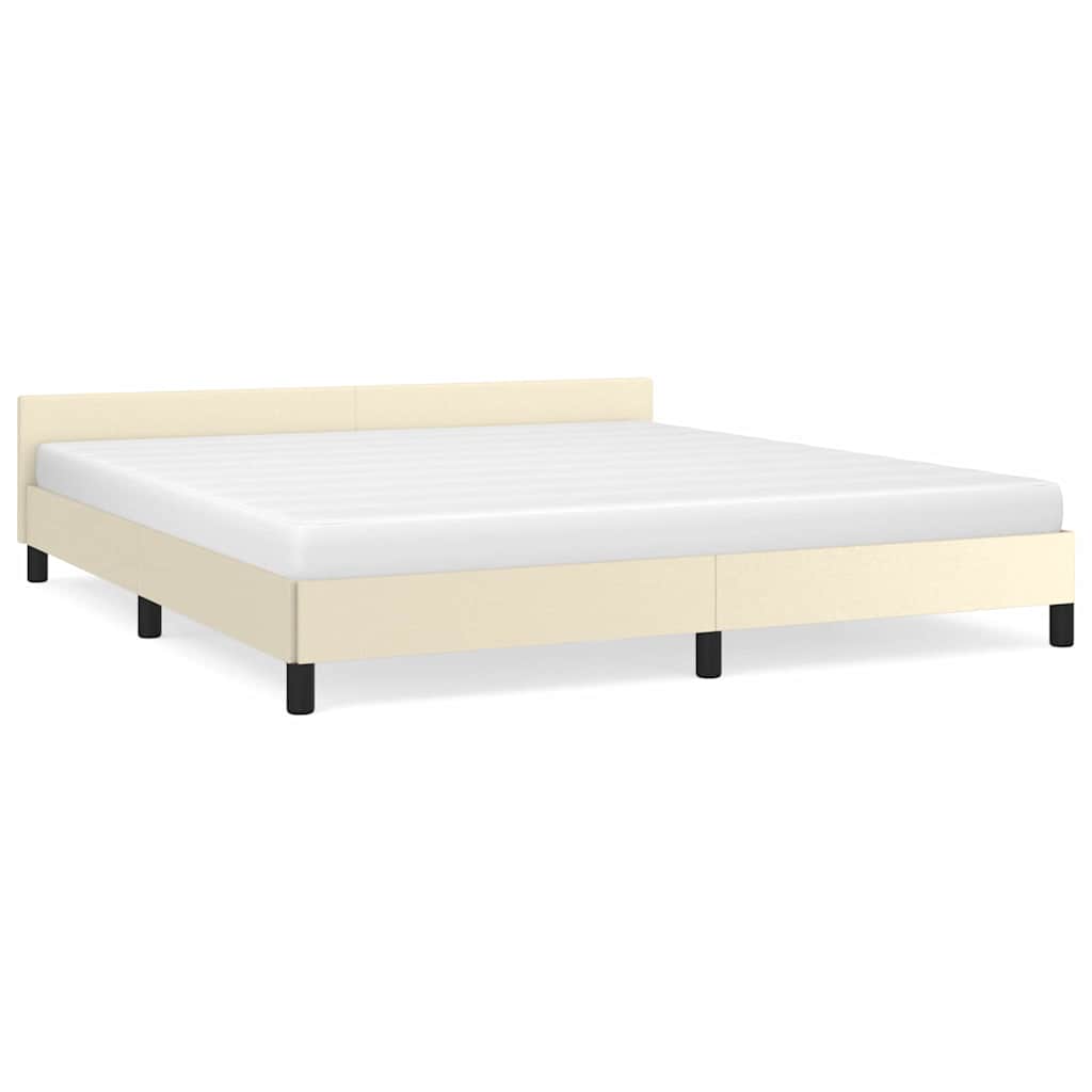 Bettgestell mit Kopfteil ohne Matratze Creme 160x200 cm
