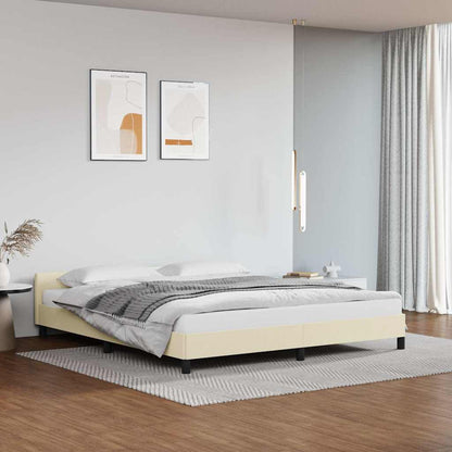 Bettgestell mit Kopfteil ohne Matratze Creme 160x200 cm